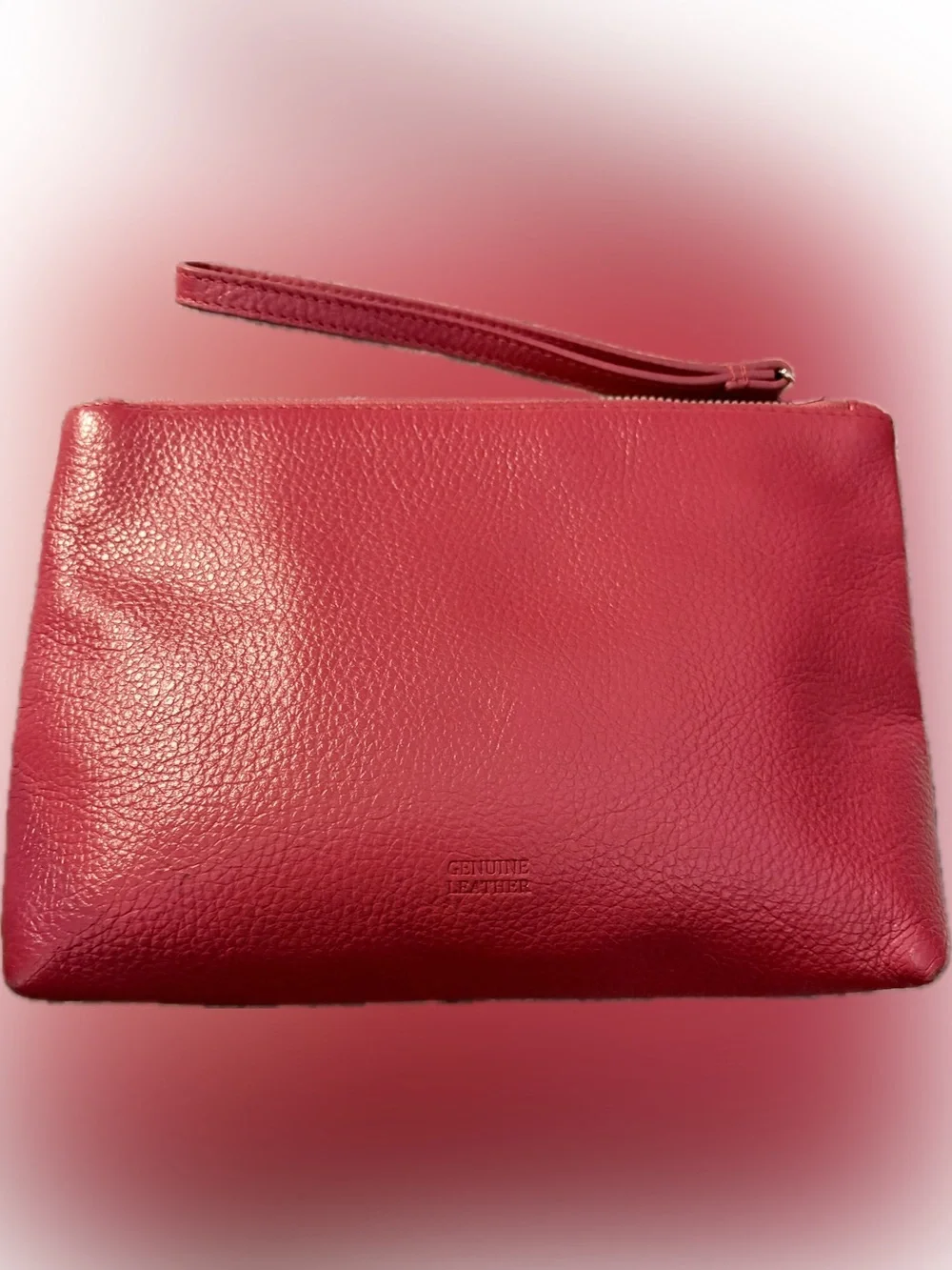 Just USA Pebbled Leather Clutch in Cherry Red